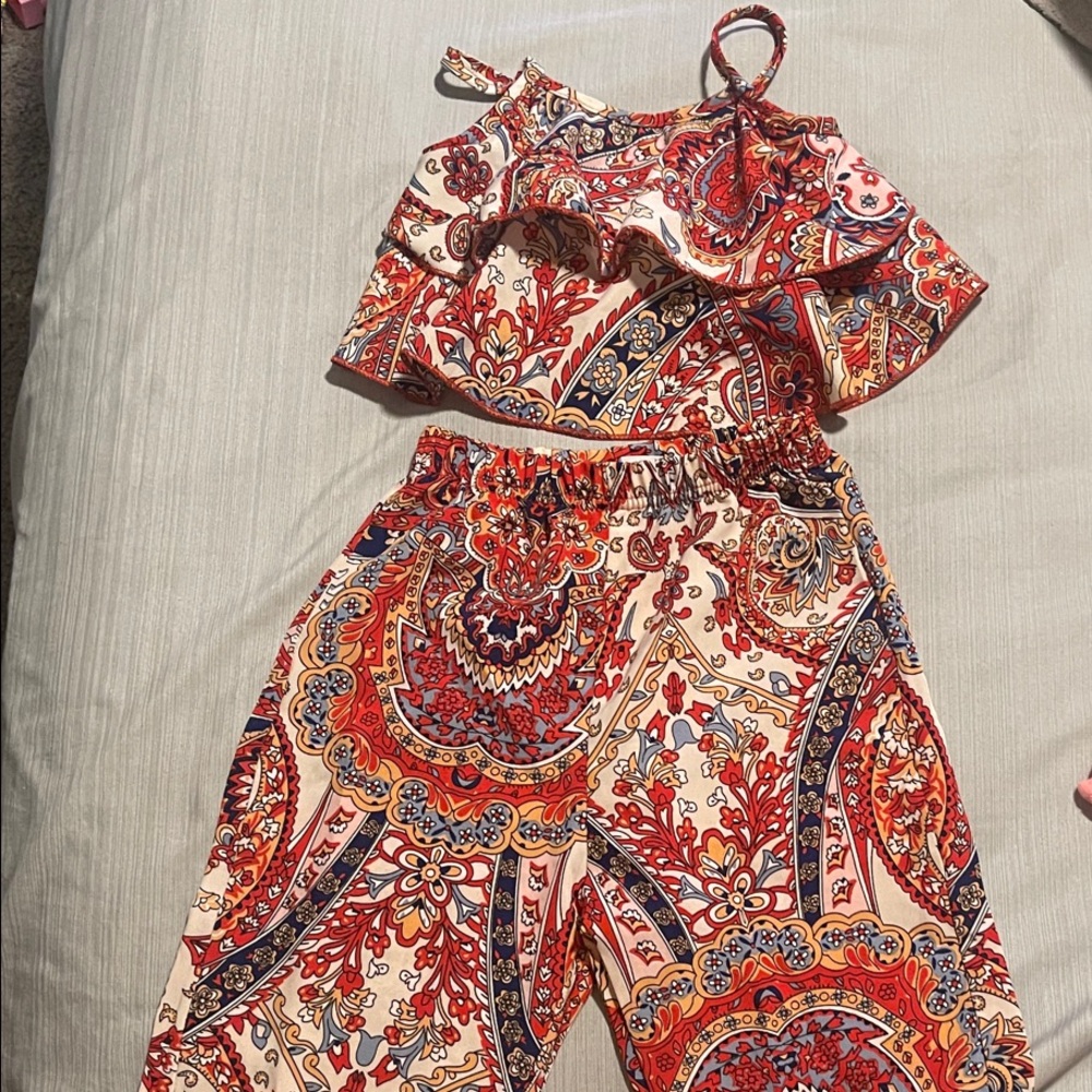 Colorful Paisley Two-Piece Outfit